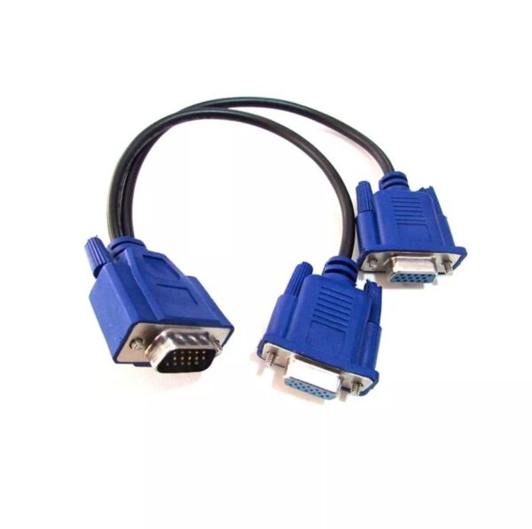 Cabo Vga Duplo Em Y Splitter 2 Saídas Simultâneas Fullhd 1080p - Imagem 2